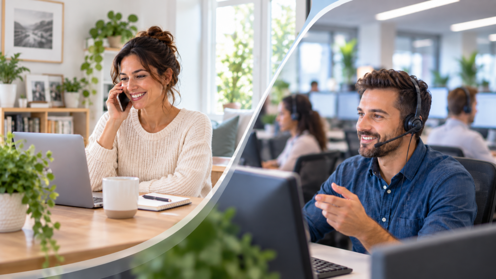 A patient managing a billing call from home alongside a Sherloq healthcare collections representative — the human side of a modern collections model.